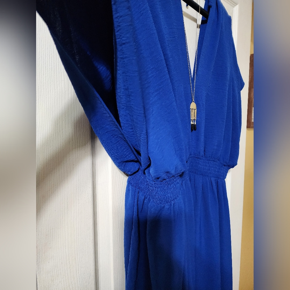 Nina Leonard Blue Pleated Maxi 1X 2X - Picture 3 of 10